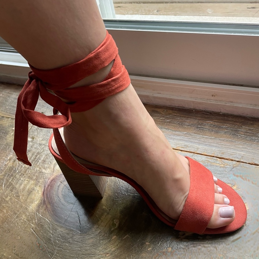 Call it spring orange wrap heels